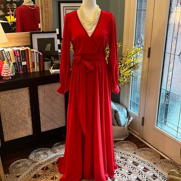 Meghan LA Dresses Meghan La Lilypad Red Maxi Long Sleeve